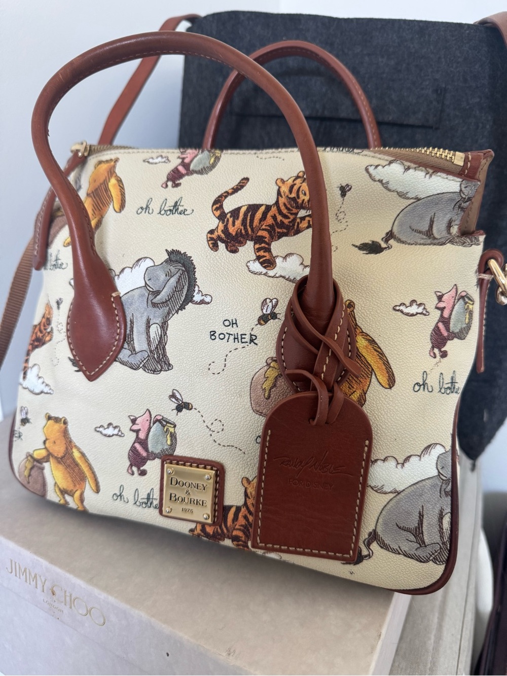 Dooney & Bourke Cream Winnie the Pooh Print Satchel with Brown Trim - Picture 6 of 6